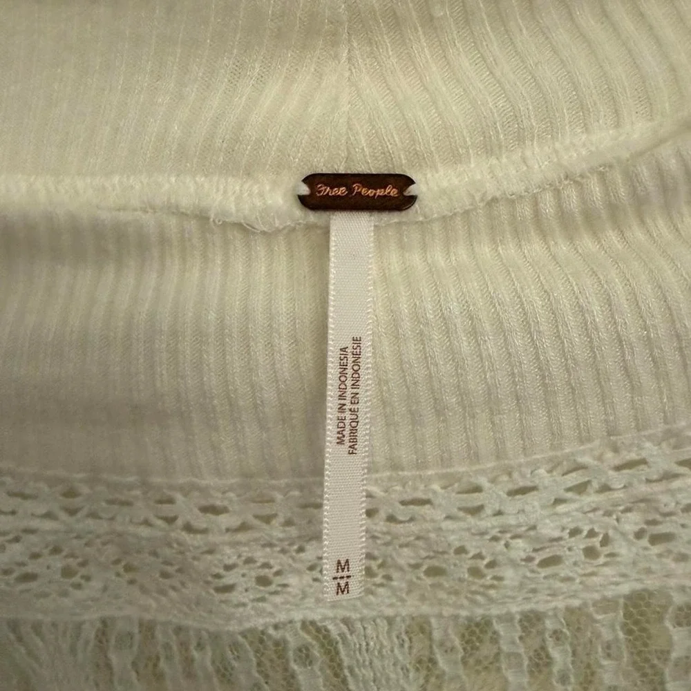 Free People cream thermal lace top — brand new with tags
